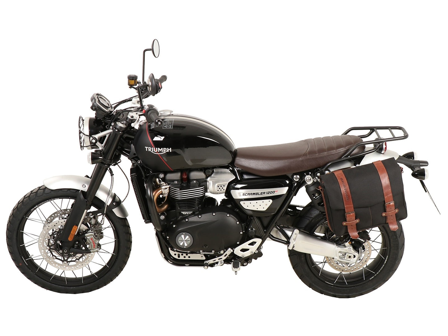 Triumph Scrambler 1200 XE / XC Carrier - Sidecases 'C-Bow' (Left Side, Black).