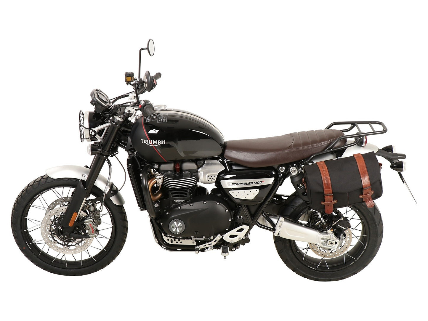 Triumph Scrambler 1200 XE / XC Carrier - Sidecases 'C-Bow' (Left Side, Black).