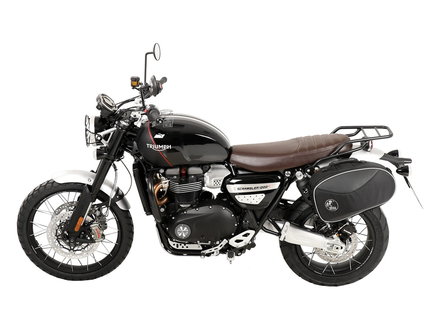 Triumph Scrambler 1200 XE / XC Carrier - Sidecases 'C-Bow' (Left Side, Black).