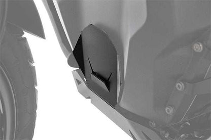 BMW R 1300 GS engine housing protectors attached, black anodised aluminium.