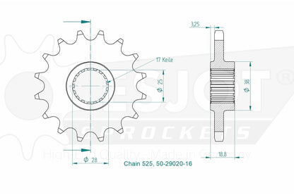 Sprockets Front (29020S - 16T) - Esjot