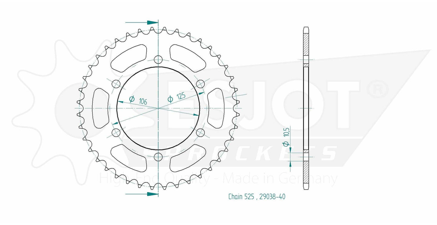Sprockets Rear (29038 - 40T) - Esjot