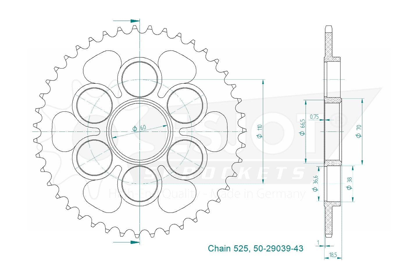 Sprockets Rear (29039-43T) - Esjot
