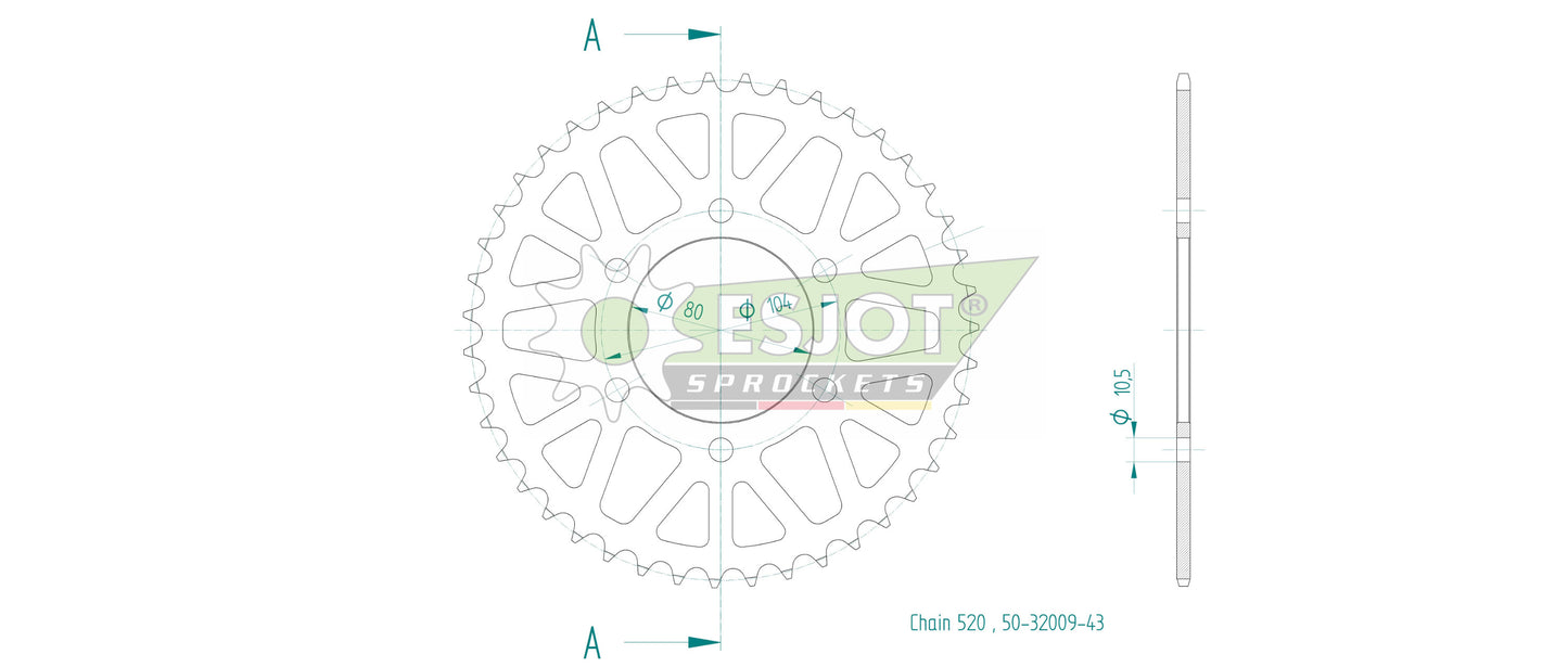 Sprockets Rear (32009-43T) - Esjot