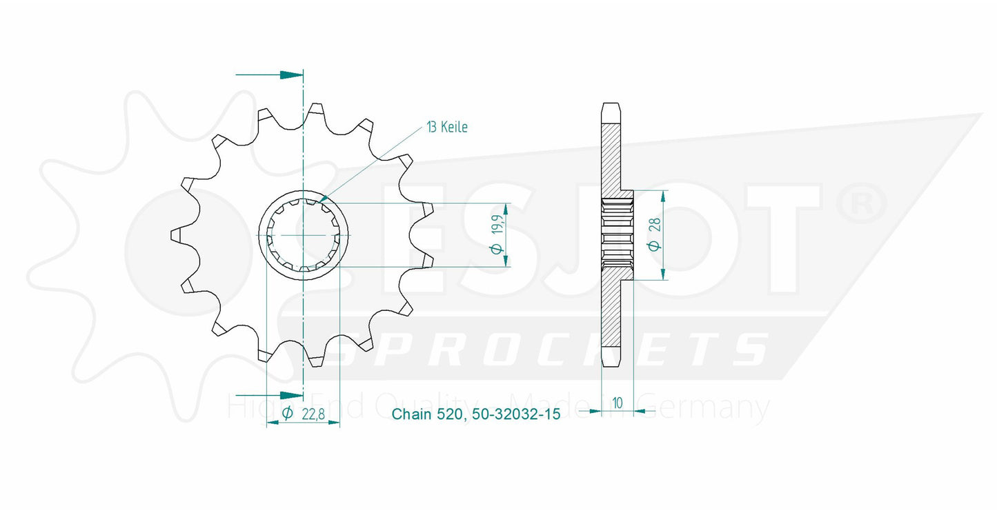 Sprockets Front (32032-15T) - Esjot