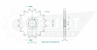Sprockets Front (32035-16T) - Esjot
