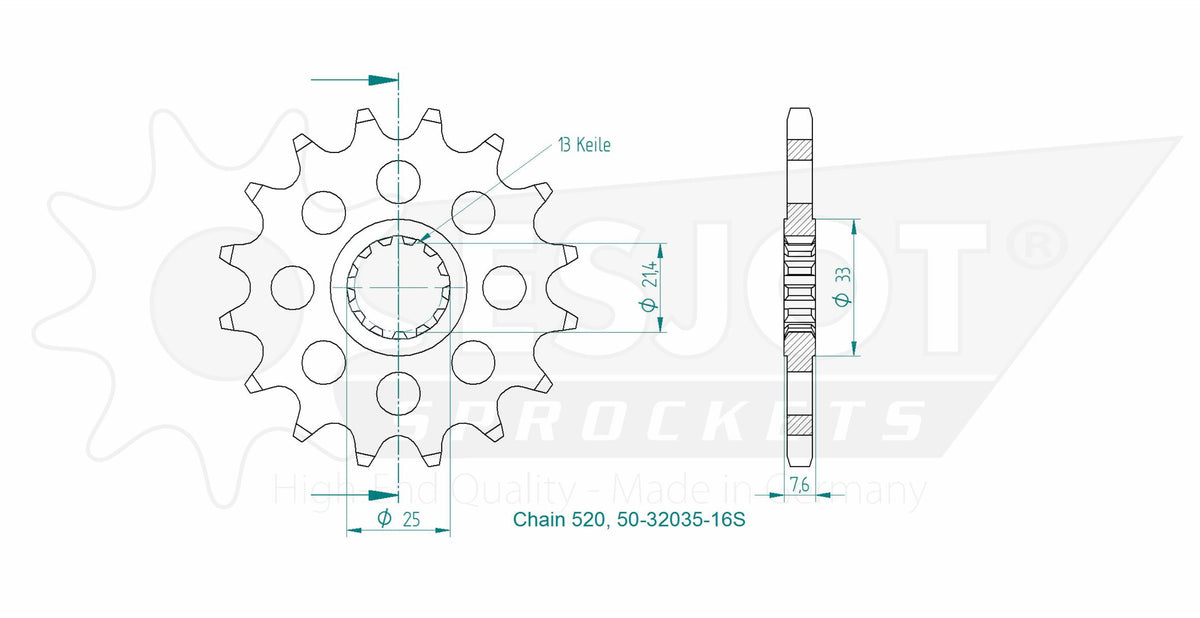 Sprockets Front (32035-16T) - Esjot (Sports)
