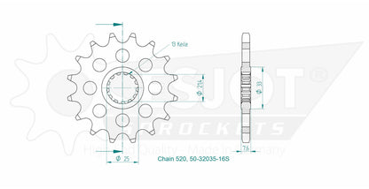 Sprockets Front (32035-16T) - Esjot (Sports)