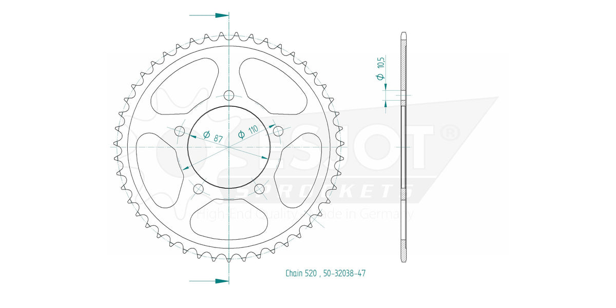 Sprockets Rear (32038-47T) - Esjot