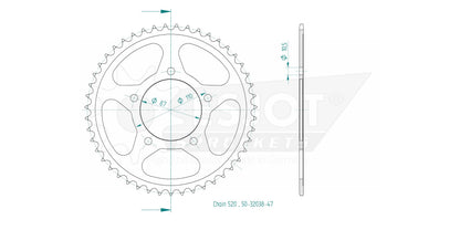Sprockets Rear (32038-47T) - Esjot