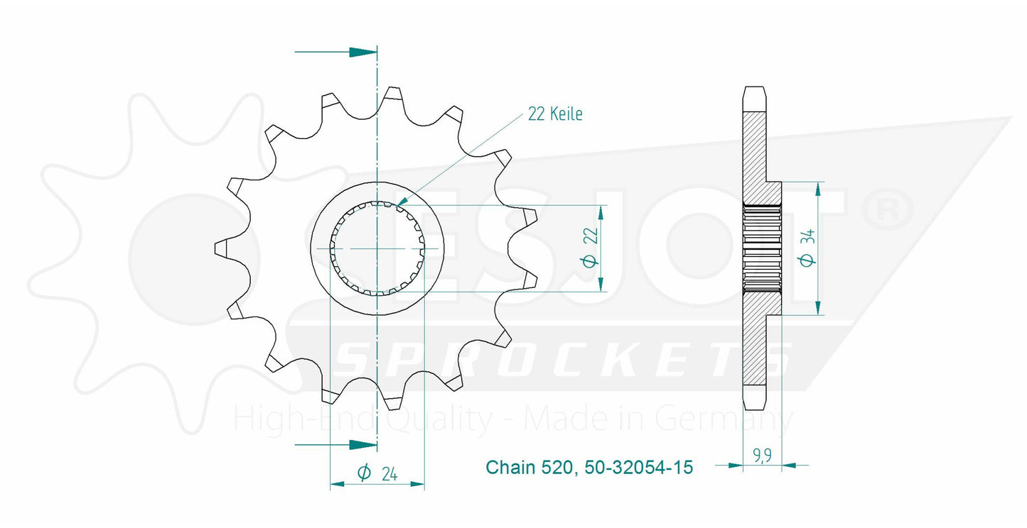 Sprockets Front (32054-15T) - Esjot