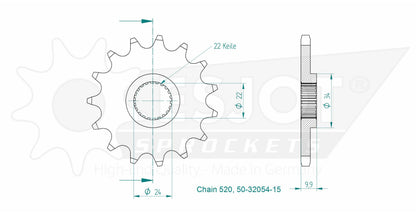 Sprockets Front (32054-15T) - Esjot