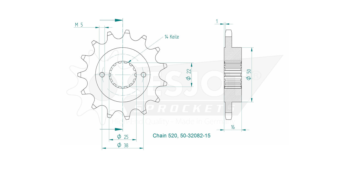 Sprockets Front (32082-15T) - Esjot
