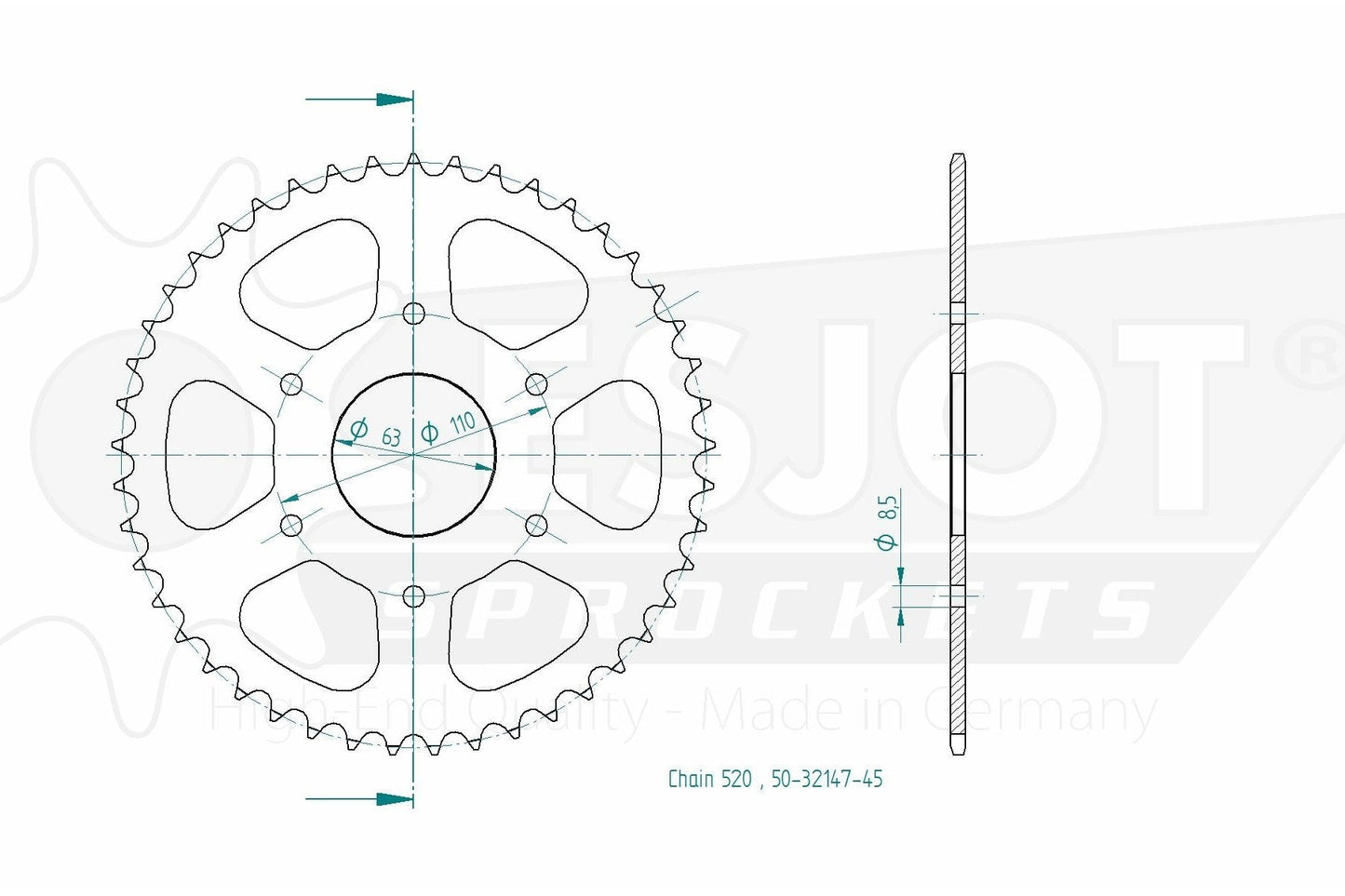 Sprockets Rear (32147-45T) - Esjot