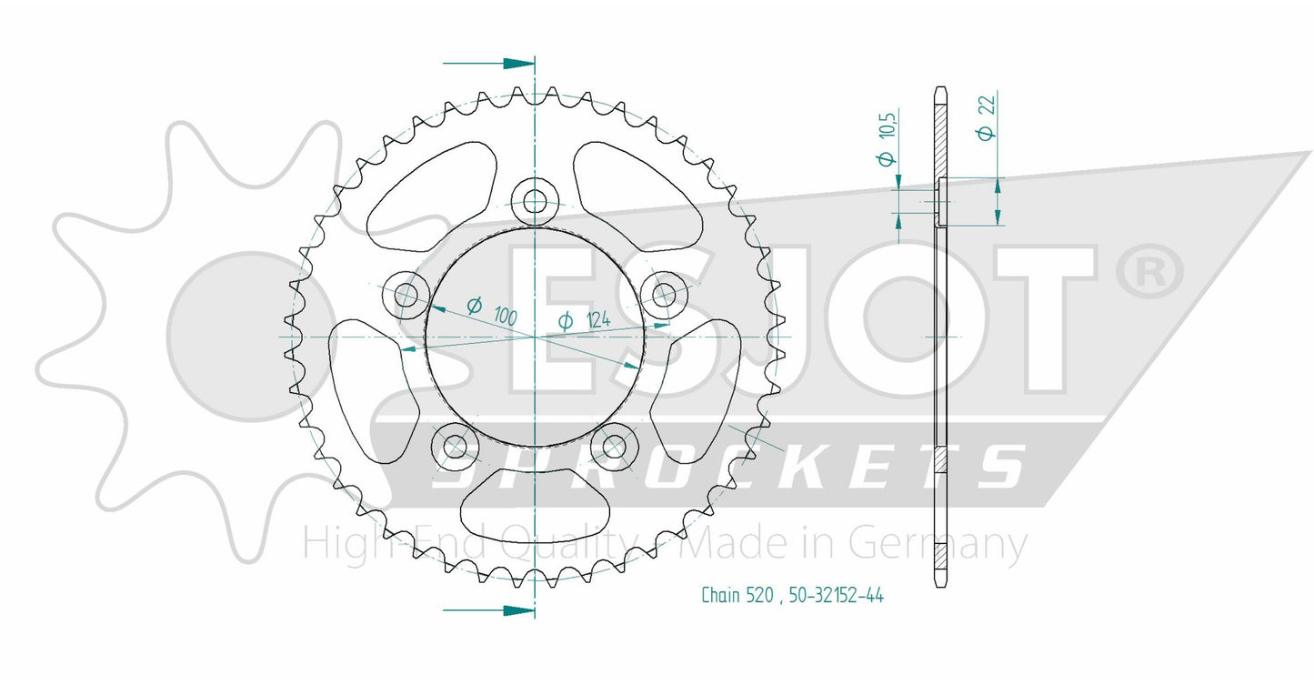 Sprockets Rear (32152-44T) - Esjot