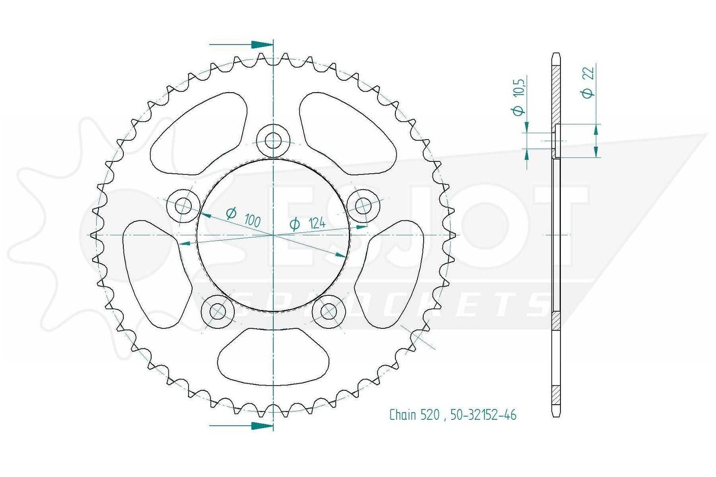 Sprockets Rear (32152-43T) - Esjot