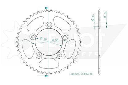 Sprockets Rear (32152-43T) - Esjot