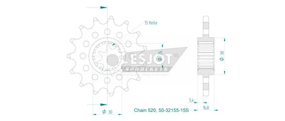 Sprockets Front (32155-15T) - Esjot