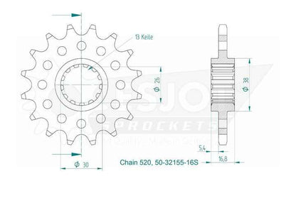Sprockets Front (32155-16T) - Esjot