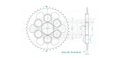 Sprockets Rear (32160-43T) - Esjot