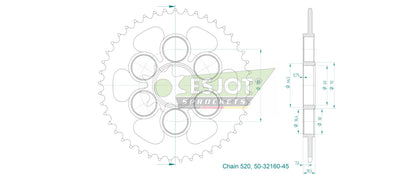 Sprockets Rear (32160-45T) - Esjot