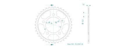 Sprockets Rear (32161-38T) - Esjot