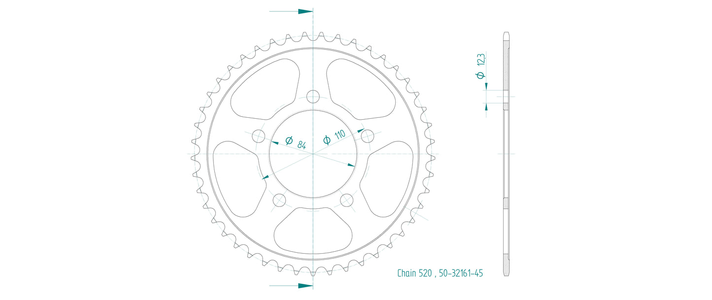 Sprockets Rear (32161-45T) - Esjot