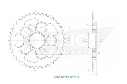 Sprockets Rear (32167-43T) - Esjot