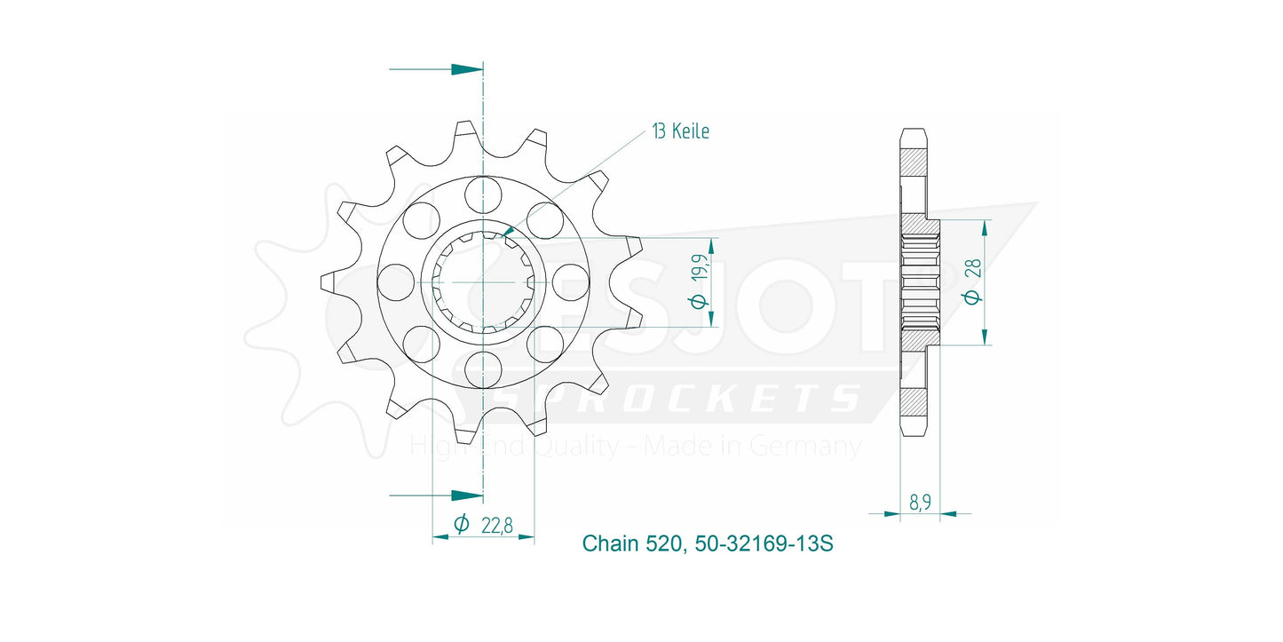 Sprockets Front (32169-13S) - Esjot (Sports)