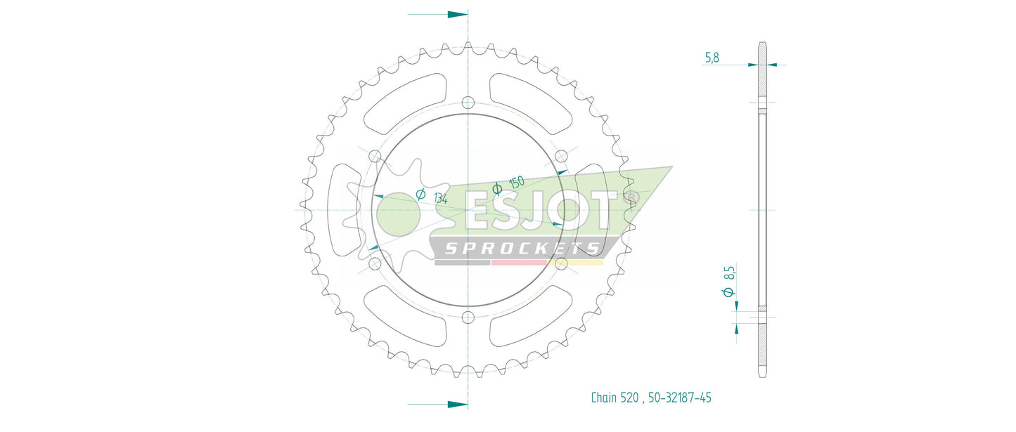 Sprockets Rear (32187-45T) - Esjot