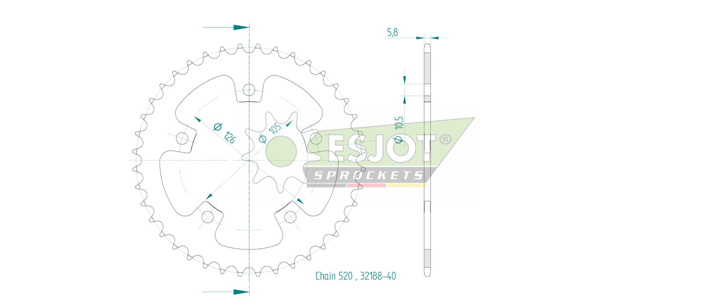 Sprockets Rear (32188-40T) - Esjot