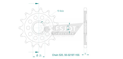 Sprockets Front (32197-15T) - Esjot (Sports)