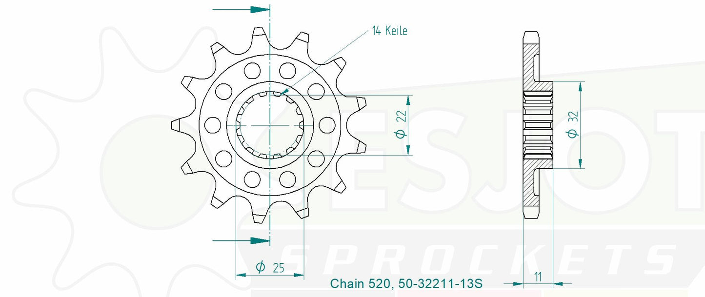 Sprockets Front (32211-13T) - Esjot