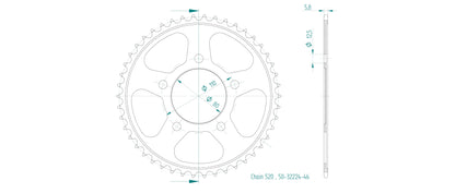 Sprockets Rear (32224- 46T) - Esjot