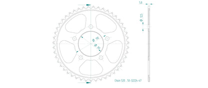 Sprockets Rear (32224- 47T) - Esjot