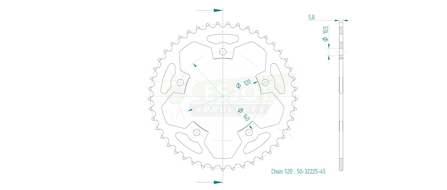 Sprockets Rear (32225-45T) - Esjot