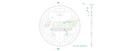 Sprockets Rear (32225-47T) - Esjot
