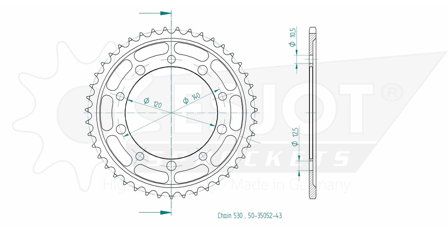 Sprockets Rear (35052-43T) - Esjot