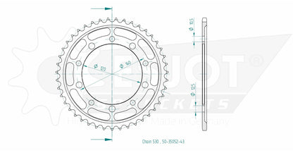 Sprockets Rear (35052-43T) - Esjot
