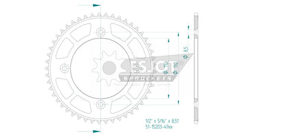 Sprockets Rear (15203-49T) - Esjot Aluminium