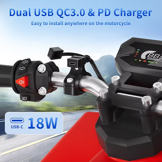 Handlebar Mounted 18W PD USB-C + QC 3.0 (Mini)