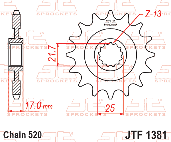 Sprockets Front (1381 - 16T) - JT Rubber