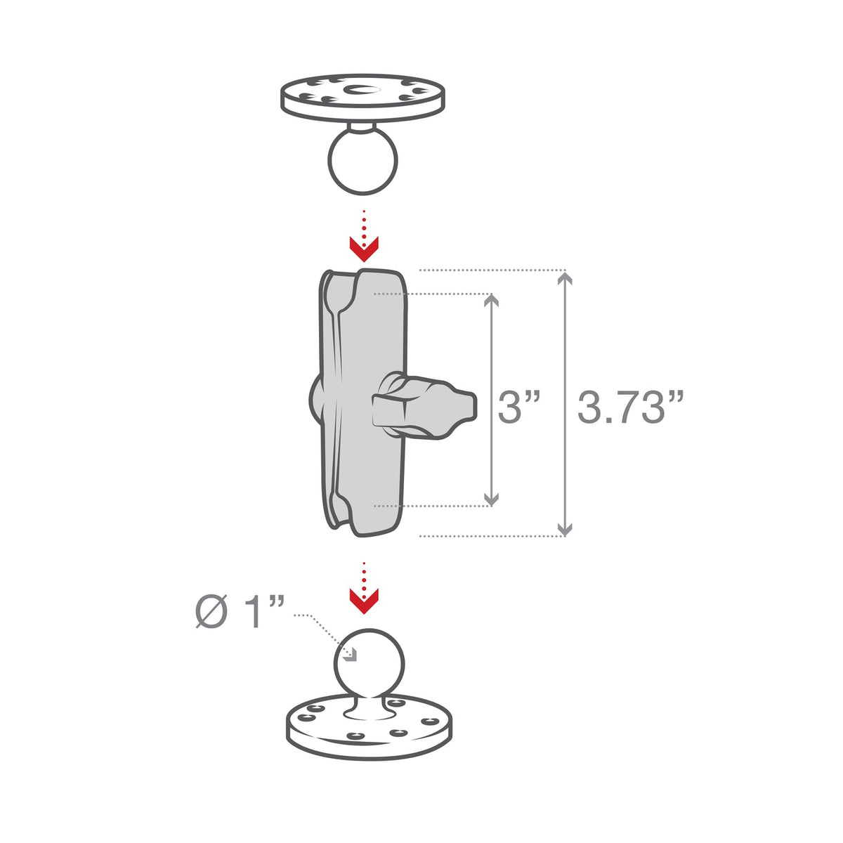 RAM Arm - Double Socket Arm - 25mm B Ball