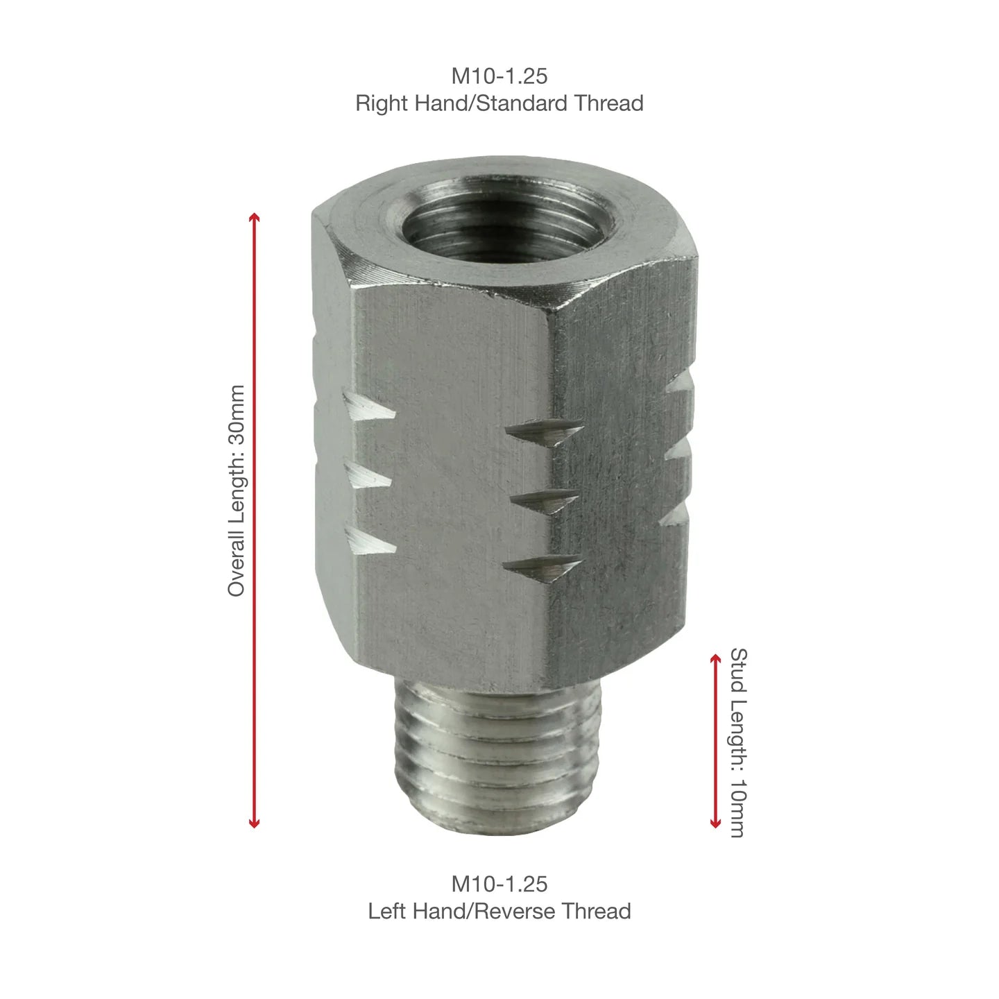 RAM M10-1.25 20mm Mirror Thread Extension & Reverse Thread Adapter