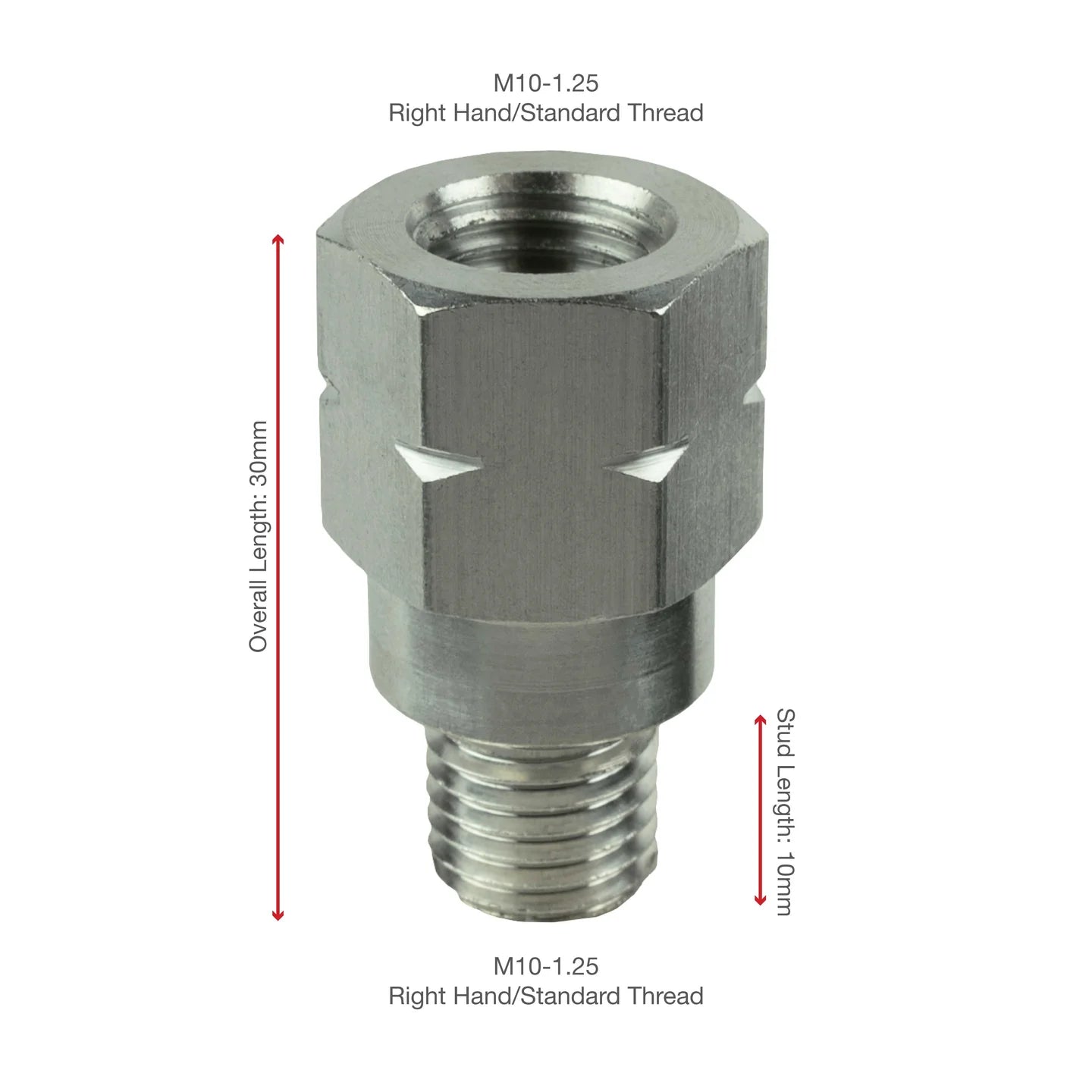 RAM M10-1.25 20mm Mirror Thread Extension & Reverse Thread Adapter