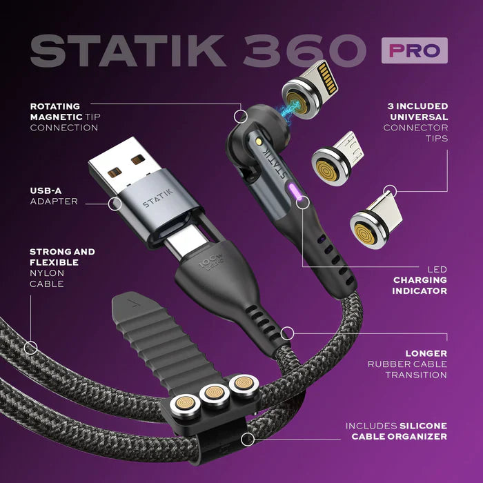 Magnetic Charging Cable - 100W USB A/C + Iphone