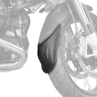 BMW R1200 / R1250 GS front fender extension made from black ABS plastic for improved mudguard coverage.
