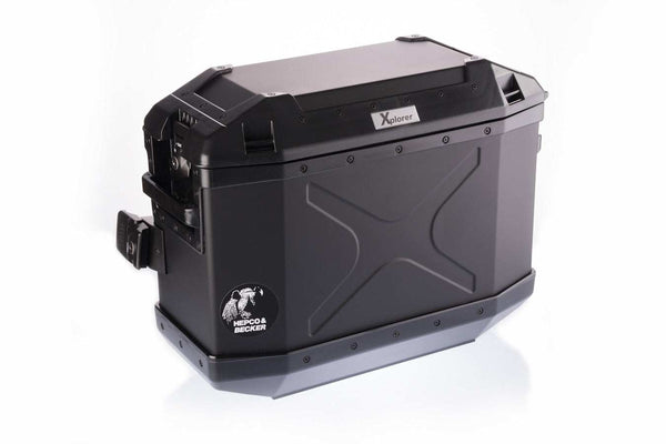 Sidecases 30 Alu Xplorer with robust anodized aluminum and plastic design, HEPCO&BECKER branding.