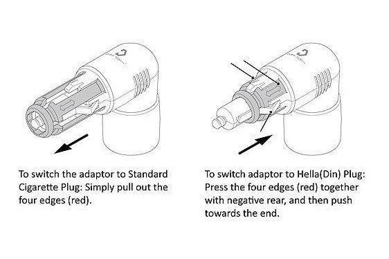 Din (Hella) / Cigarette Lighter Interchangeable To USB Adaptor - 3.3A.