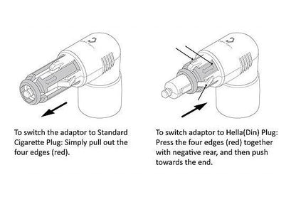 Din (Hella) / Cigarette Lighter Interchangeable To USB Adaptor - 3.3A.